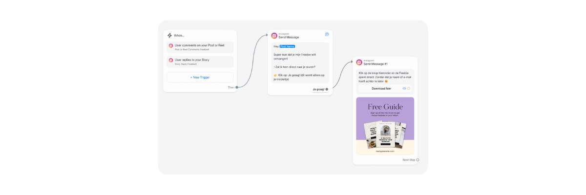 Manychat flow freebie sturen met afbeelding
